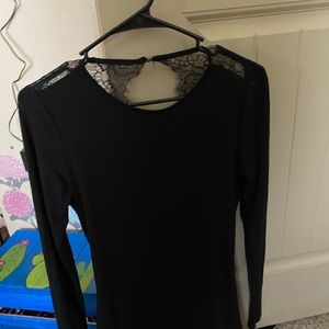 Black long sleeve backless dress